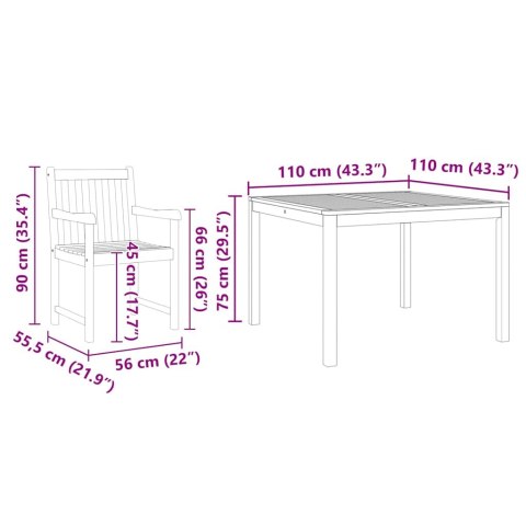 VidaXL Zestaw do jadalni w ogrodzie 3 pcs Brązowy Lite drewno akacjowe