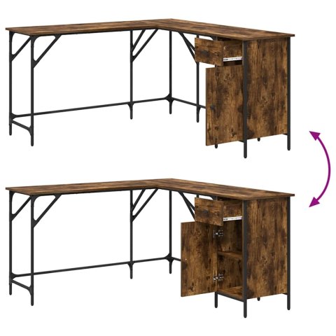 VidaXL Biurko, przydymiony dąb, 141x141x75 cm, materiał drewnopochodny