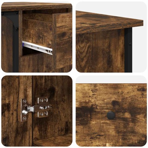 VidaXL Biurko, przydymiony dąb, 141x141x75 cm, materiał drewnopochodny