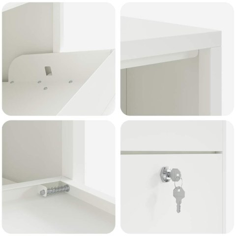 VidaXL Skrzynka na przesyłki z drzwiami Biały 44 x 22 x 82 cm Stal