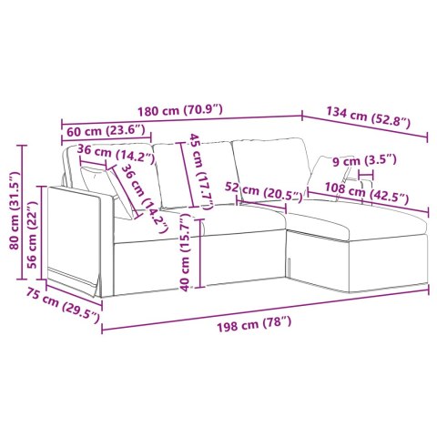 VidaXL Sofa Jasnoszary 198 x 134 x 80 cm Aksamit