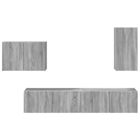 VidaXL Zestaw szafki pod telewizor na ścianę 4 pcs Szary Sonoma