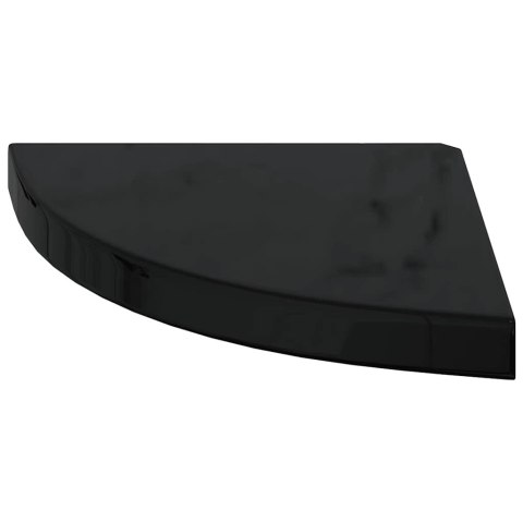 VidaXL Narożna półka ścienna, wysoki połysk, czarna, 35x35x3,8 cm, MDF