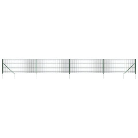 VidaXL Ogrodzenie z siatki, z kotwami, zielone, 1,1x10 m