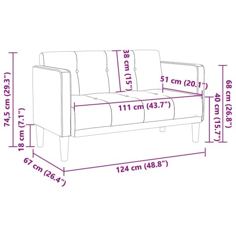 VidaXL Sofa dwuosobowa Ciemnoszara 111 cm Aksamit