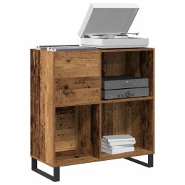 SZAFKA NA PŁYTY WINYLOWE Z PÓŁKĄ STARE DREWNO 85X38X89CM