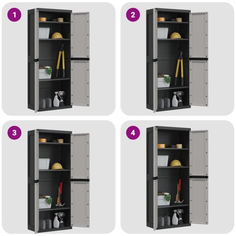 VidaXL Szafka ogrodowa, szaro-czarna, 65x37x165 cm, PP
