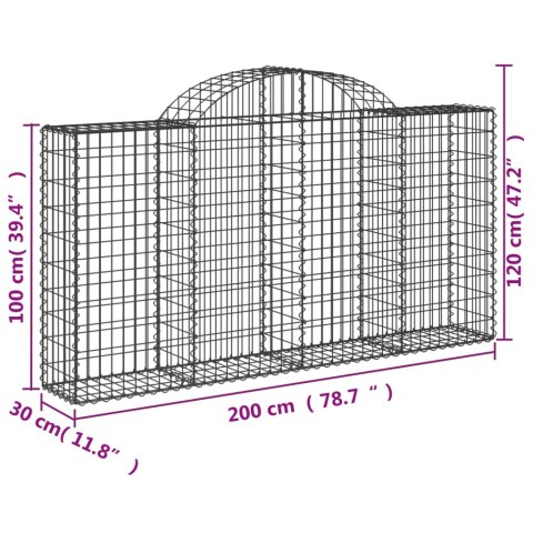 KOSZE GABIONOWE 7 SZT 200X30X100/120CM GALWANIZOWANE ŻELAZO