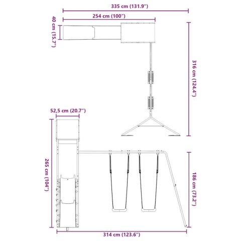 VidaXL Plac zabaw do ogrodu, impregnowane drewno sosnowe