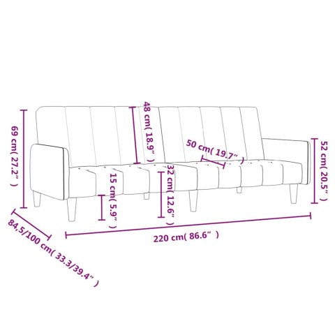 VidaXL 2-osobowa kanapa, czarna, tapicerowana aksamitem