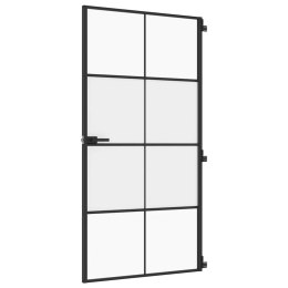 VidaXL Drzwi wewnętrzne, czarne, 102,5x201,5 cm, szkło i aluminium