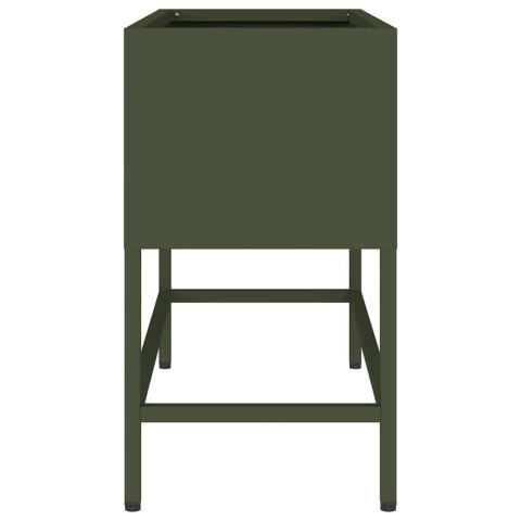 VidaXL Podwyższona doniczka ogrodowa oliwkowy 60 x 26 x 45 cm Stal