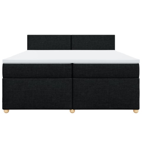 VidaXL Łóżko kontynentalne z materacem, czarne, tkanina, 200x200 cm