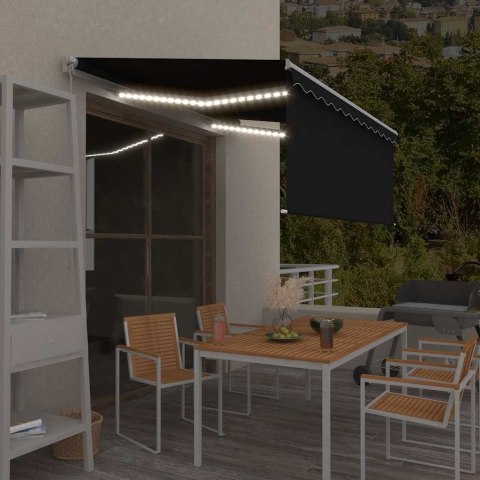 RĘCZNIE ZWIJANA MARKIZA Z ZASŁONĄ I LED 3,5X2,5M ANTRACYTOWA