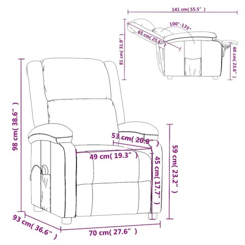 VidaXL Fotel masujący, czerwony, tapicerowany sztuczną skórą