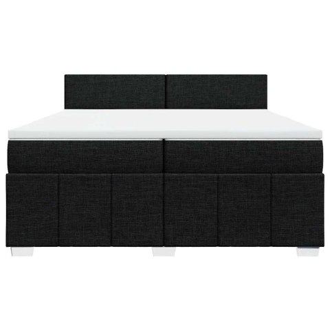 VidaXL Łóżko kontynentalne z materacem, czarne, tkanina, 200x200 cm