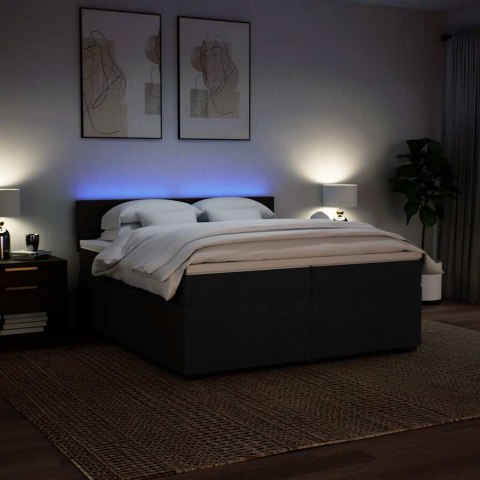 VidaXL Łóżko kontynentalne z materacem, czarne, tkanina, 200x200 cm