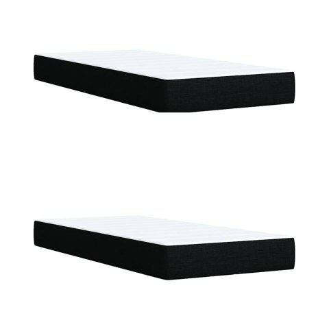 VidaXL Łóżko kontynentalne z materacem, czarne, tkanina, 200x200 cm