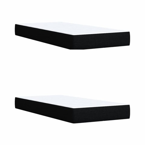 VidaXL Łóżko kontynentalne z materacem, czarne, tkanina, 200x200 cm