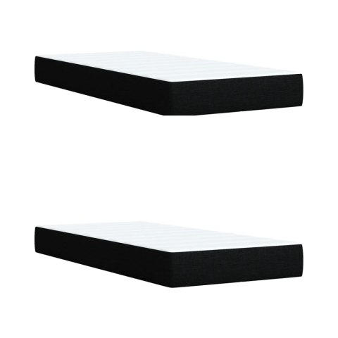 VidaXL Łóżko kontynentalne z materacem, czarne, tkanina, 200x200 cm