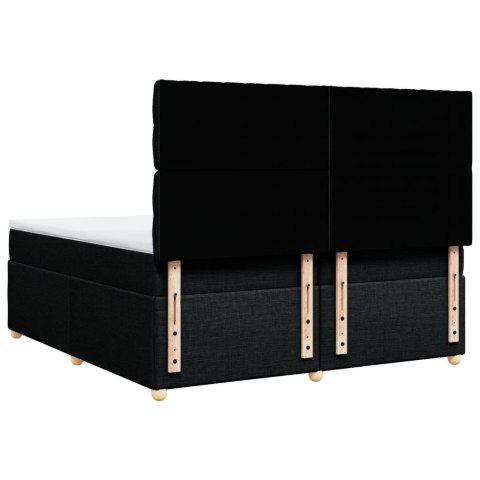 VidaXL Łóżko kontynentalne z materacem, czarne, tkanina, 200x200 cm