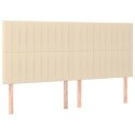 VidaXL Łóżko kontynentalne z materacem, kremowe, tkanina, 160x200 cm