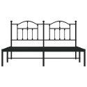 VidaXL Metalowa rama łóżka z wezgłowiem, czarna, 160x200 cm