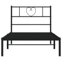 VidaXL Metalowa rama łóżka z wezgłowiem, czarna, 75x190 cm