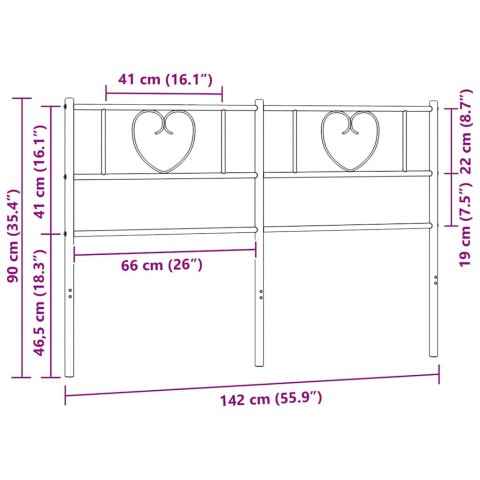 VidaXL Metalowe wymienne wezgłowie, czarne, 135 cm