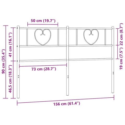 VidaXL Metalowe wymienne wezgłowie, czarne, 150 cm