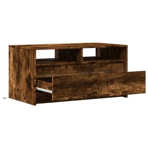 STOLIK KAWOWY Z LED PRZYDYMIONY DĄB