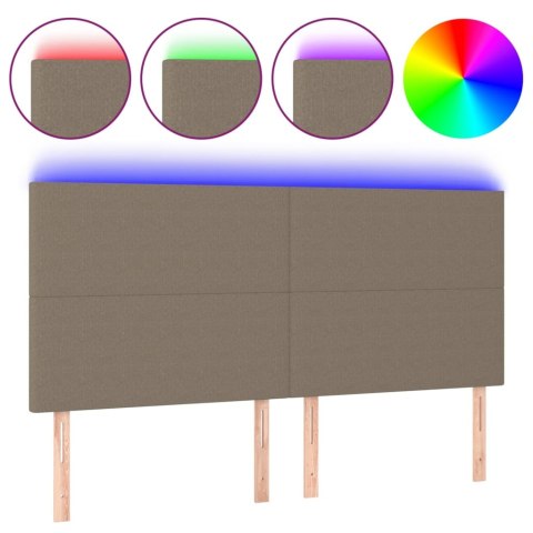 VidaXL Zagłówek do łóżka z LED, taupe, 160x5x118/128 cm, tkanina