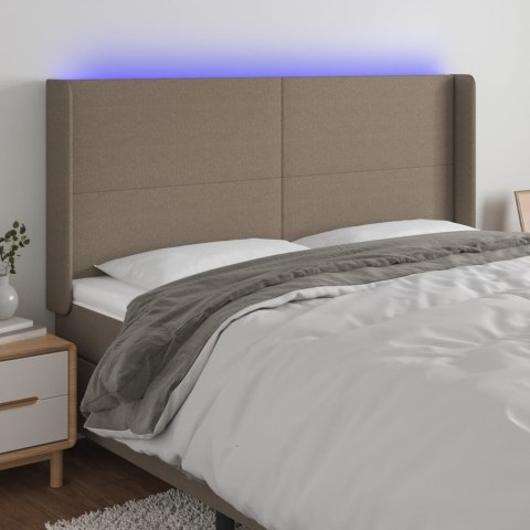 VidaXL Zagłówek do łóżka z LED, taupe, 163x16x118/128 cm, tkanina
