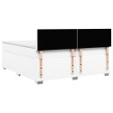 VidaXL Łóżko kontynentalne z materacem, białe, ekoskóra 200x200 cm