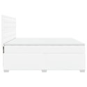 VidaXL Łóżko kontynentalne z materacem, białe, ekoskóra 200x200 cm