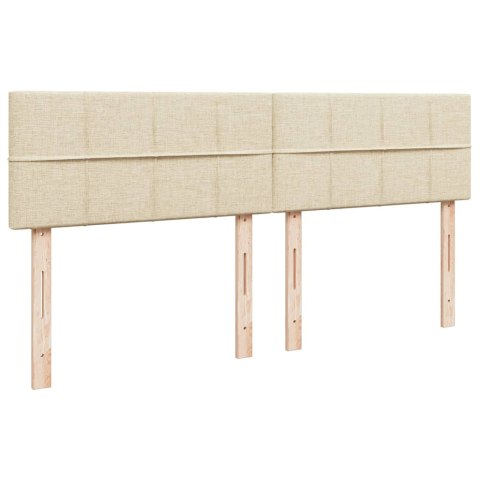 VidaXL Łóżko kontynentalne z materacem, kremowe, tkanina, 200x200 cm