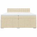 VidaXL Łóżko kontynentalne z materacem, kremowe, tkanina, 200x200 cm