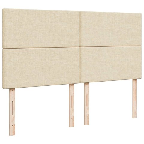 VidaXL Łóżko kontynentalne z materacem, kremowe, tkanina, 200x200 cm