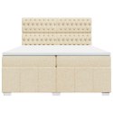 VidaXL Łóżko kontynentalne z materacem, kremowe, tkanina, 200x200 cm