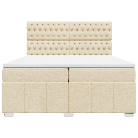 VidaXL Łóżko kontynentalne z materacem, kremowe, tkanina, 200x200 cm