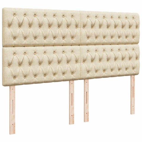 VidaXL Łóżko kontynentalne z materacem, kremowe, tkanina, 200x200 cm