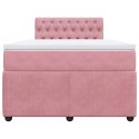 VidaXL Łóżko kontynentalne z materacem, różowe, 120x190 cm, aksamit