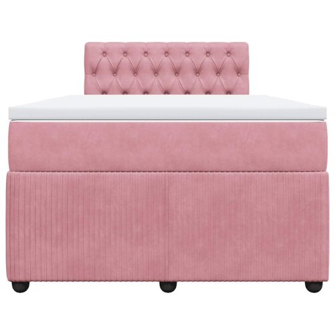 VidaXL Łóżko kontynentalne z materacem, różowe, 120x190 cm, aksamit