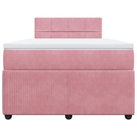 VidaXL Łóżko kontynentalne z materacem, różowe, 120x190 cm, aksamit