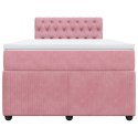 VidaXL Łóżko kontynentalne z materacem, różowe, 120x190 cm, aksamit