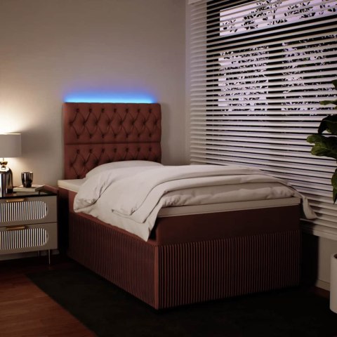 VidaXL Łóżko kontynentalne z materacem, różowe, 120x190 cm, aksamit