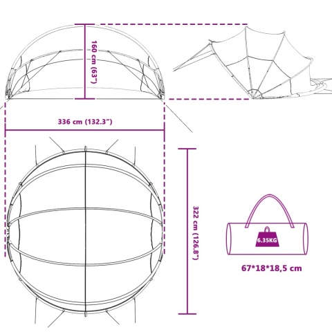 KOPUŁA BASENOWA NAMIOT OSŁONA BASENU 336X322 ZADASZENIE CHRONI PRZED BRUDEM UV