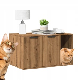 SZAFKA NA KUWETĘ DOMEK DLA KOTA STOLIK UKRYTA KUWETA DĄB ARTISIAN 80X50X45CM