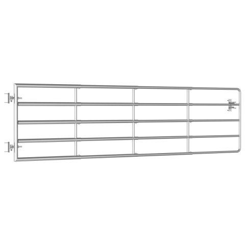 BRAMA DO ZAGRODY 5 PRĘTÓW STAL (115-300)X90CM SREBRNA