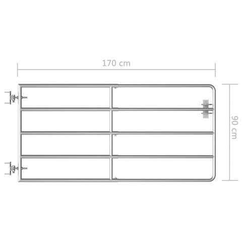 FURTKA DO ZAGRODY 5 PRĘTÓW STAL (95-170)X90CM SREBRNA
